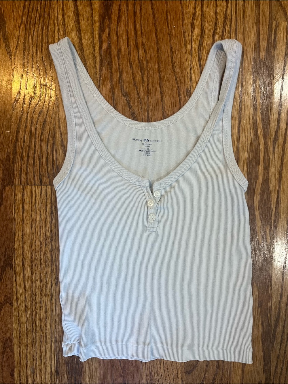Brandy Melville Light Blue Ribbed Henley Tank